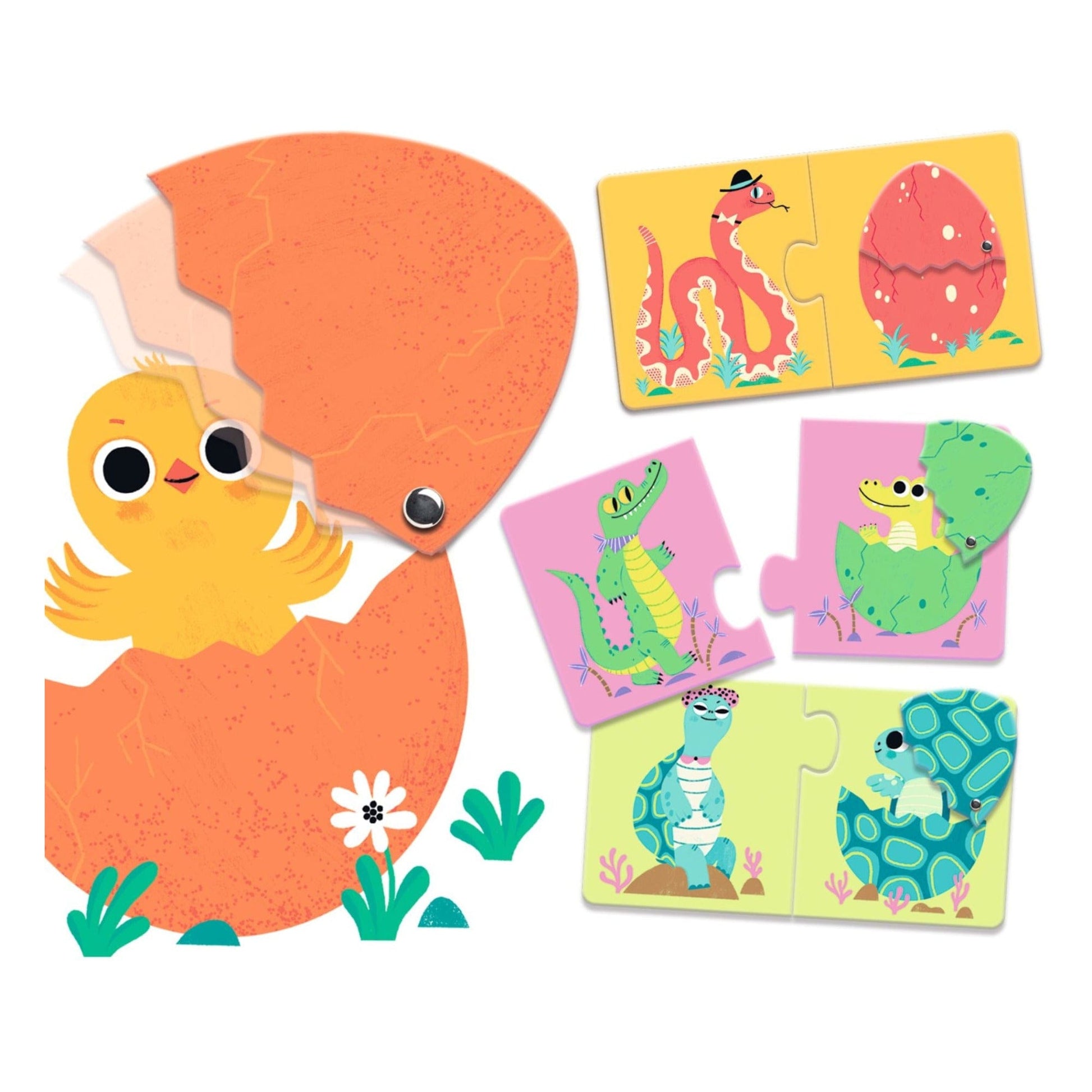 Djeco Puzzles y encajes Puzzle Duo huevos divertidos