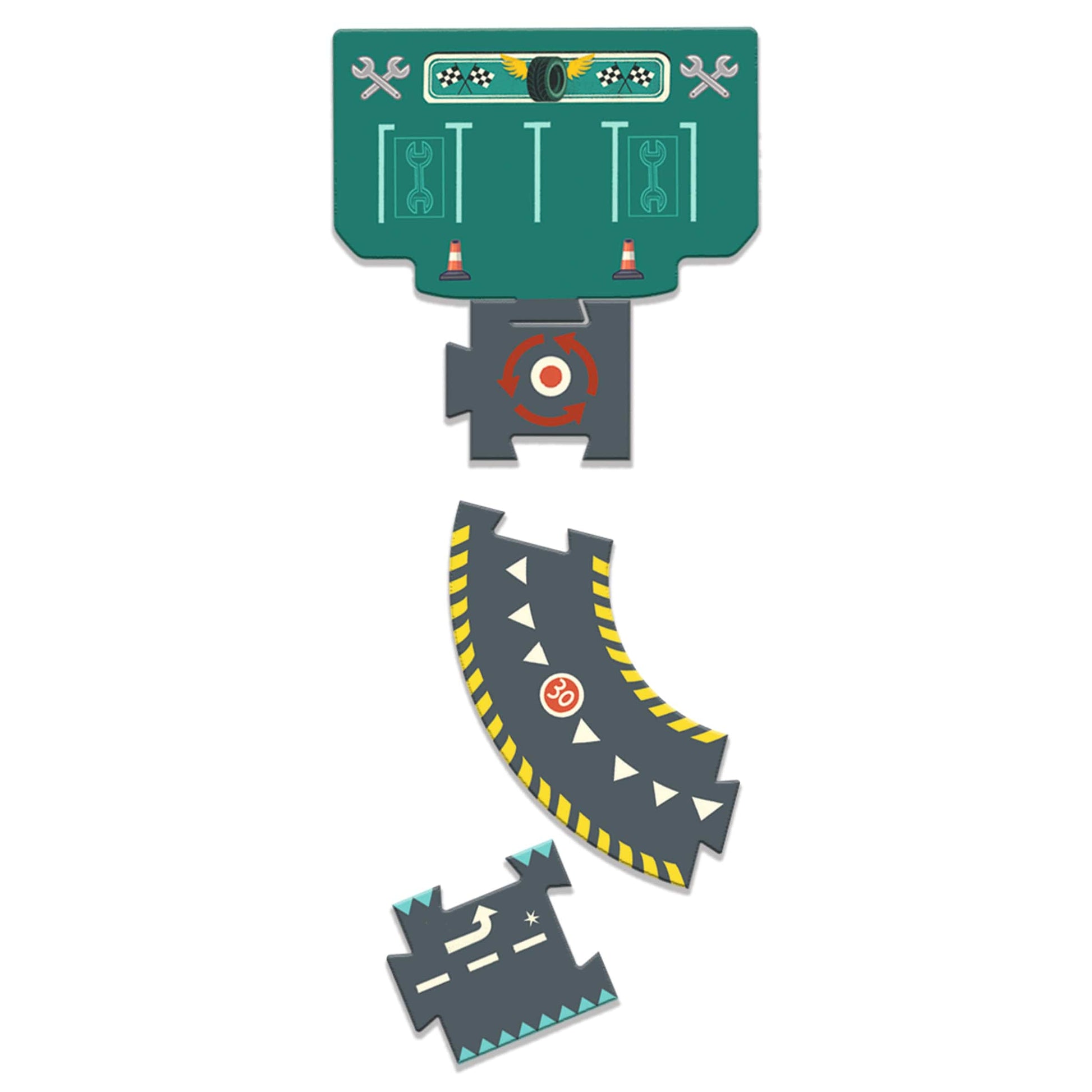 DJECO Puzzles y encajes Puzzle gigante circuito de la ciudad Crazy Motors cars- 24 Piezas DJ07162