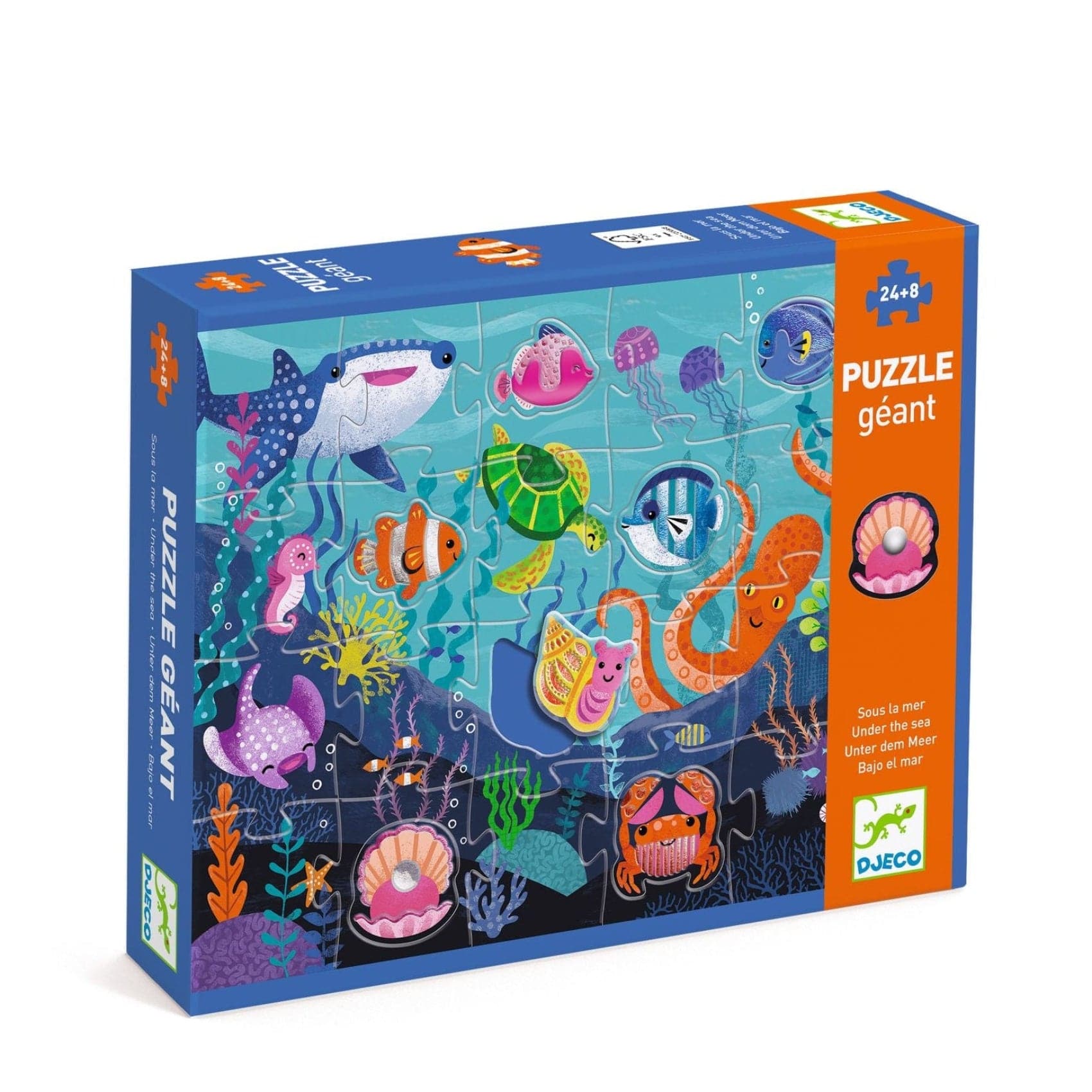 DJECO Puzzles y encajes Puzzle Gigante Táctil de Mar 32 piezas - Djeco DJ07166