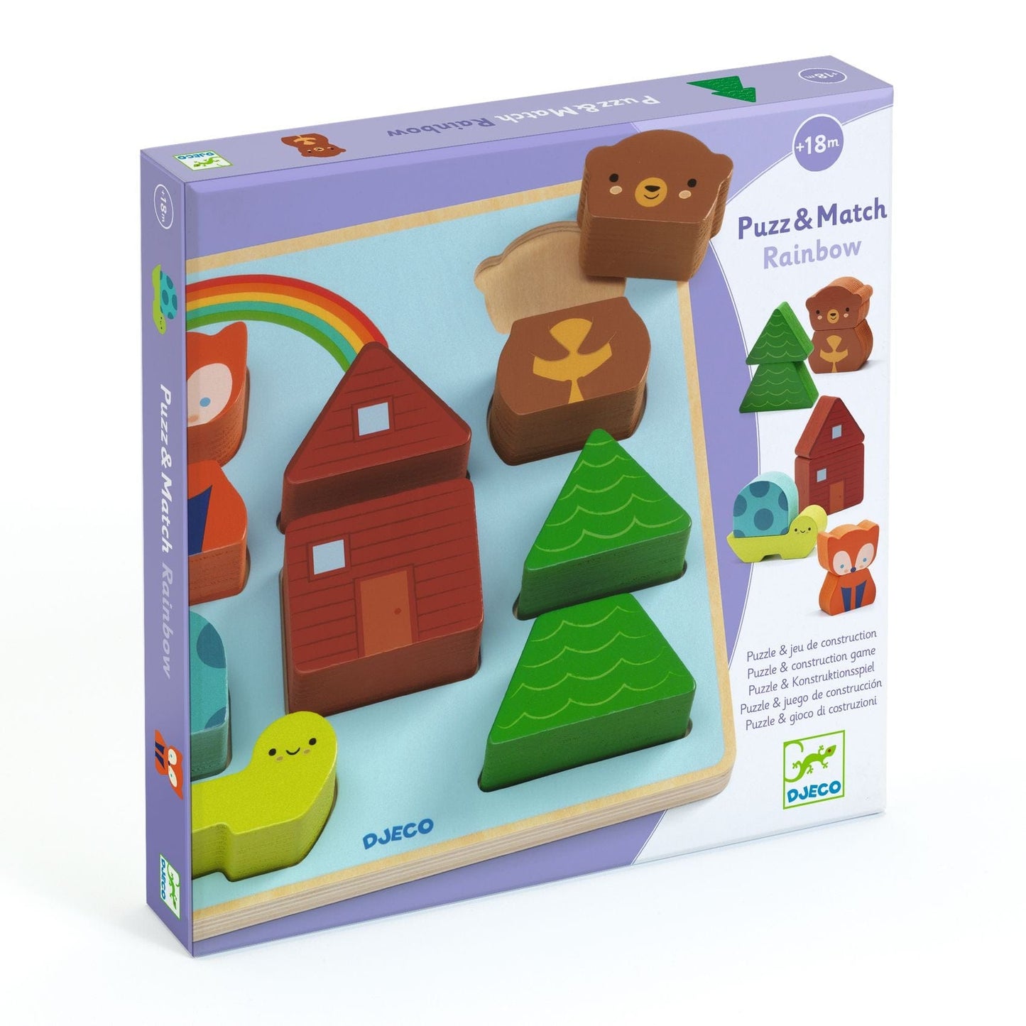 DJECO Puzzles y encajes Puzzle Madera Relieve Puzz Match Rainbow DJ01078