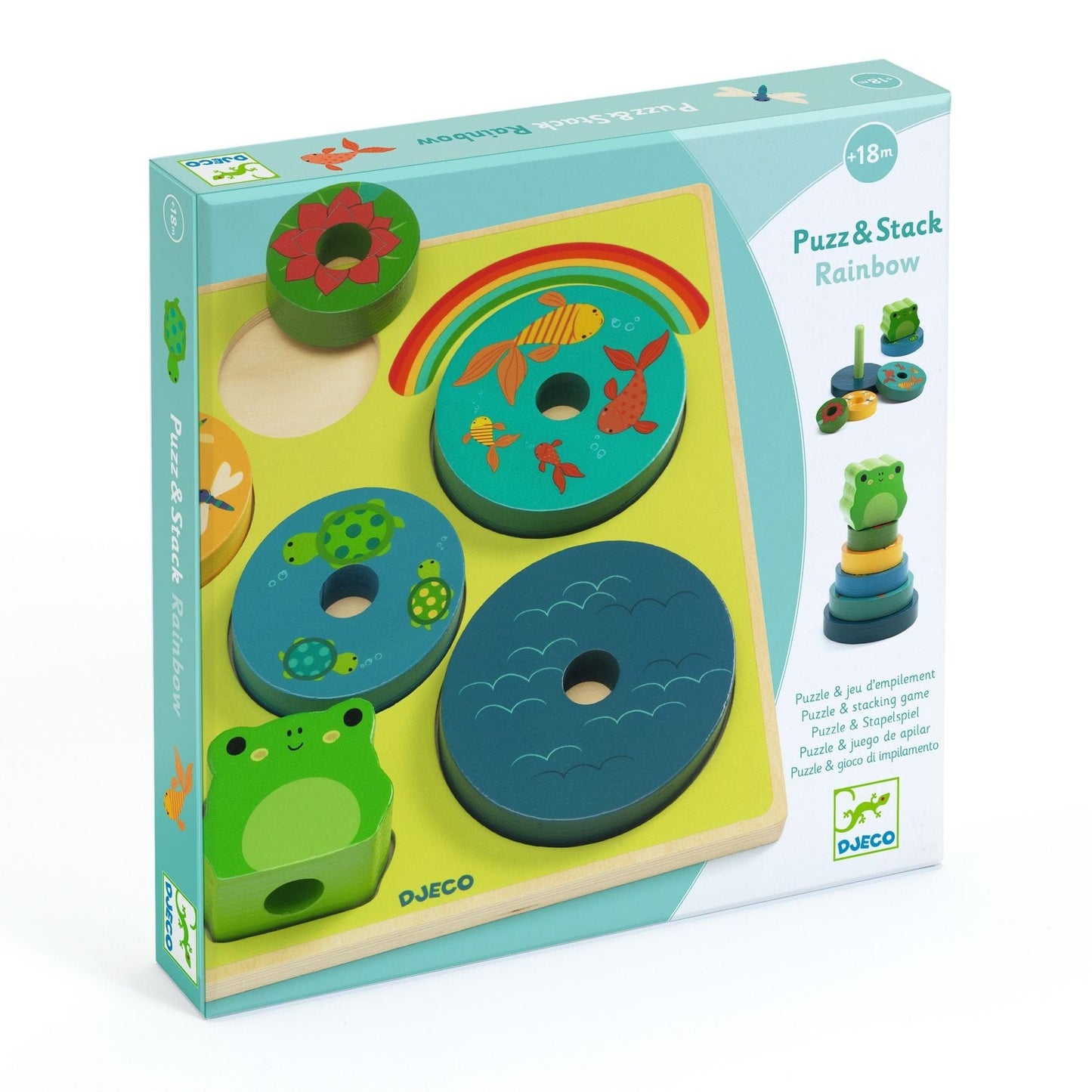DJECO Puzzles y encajes Puzzle Madera Relieve Puzz Stack Rainbow DJ01077