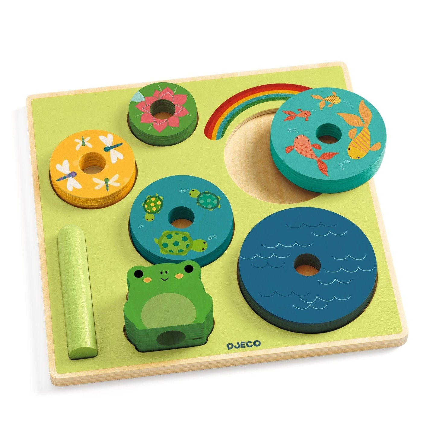 DJECO Puzzles y encajes Puzzle Madera Relieve Puzz Stack Rainbow DJ01077
