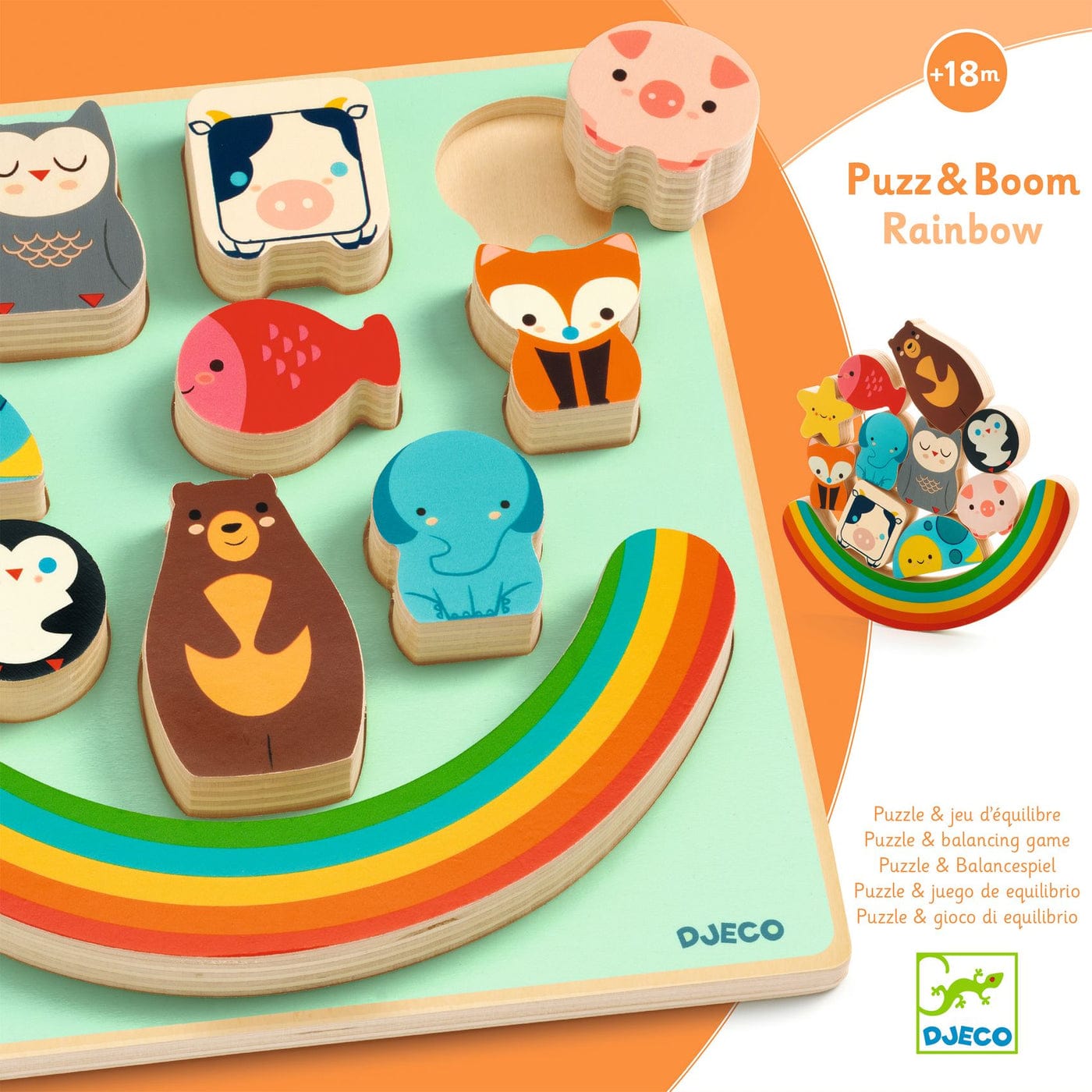 DJECO Puzzles y encajes Puzzle Puzz & Boom Rainbow 11 piezas - Djeco DJ01076