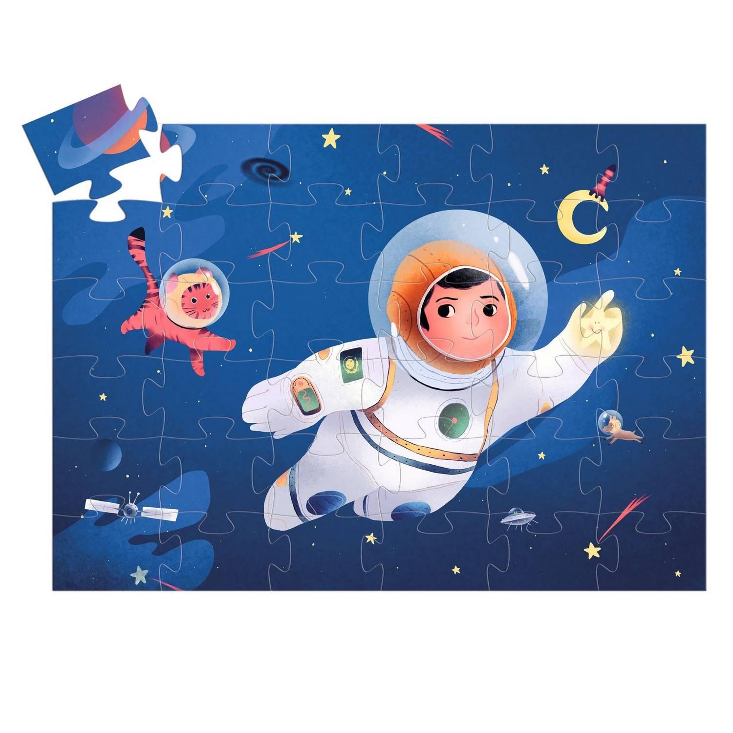 DJECO Puzzles y encajes Puzzle Silueta de Astronauta y sus mascotas 36 piezas - Djeco DJ07301