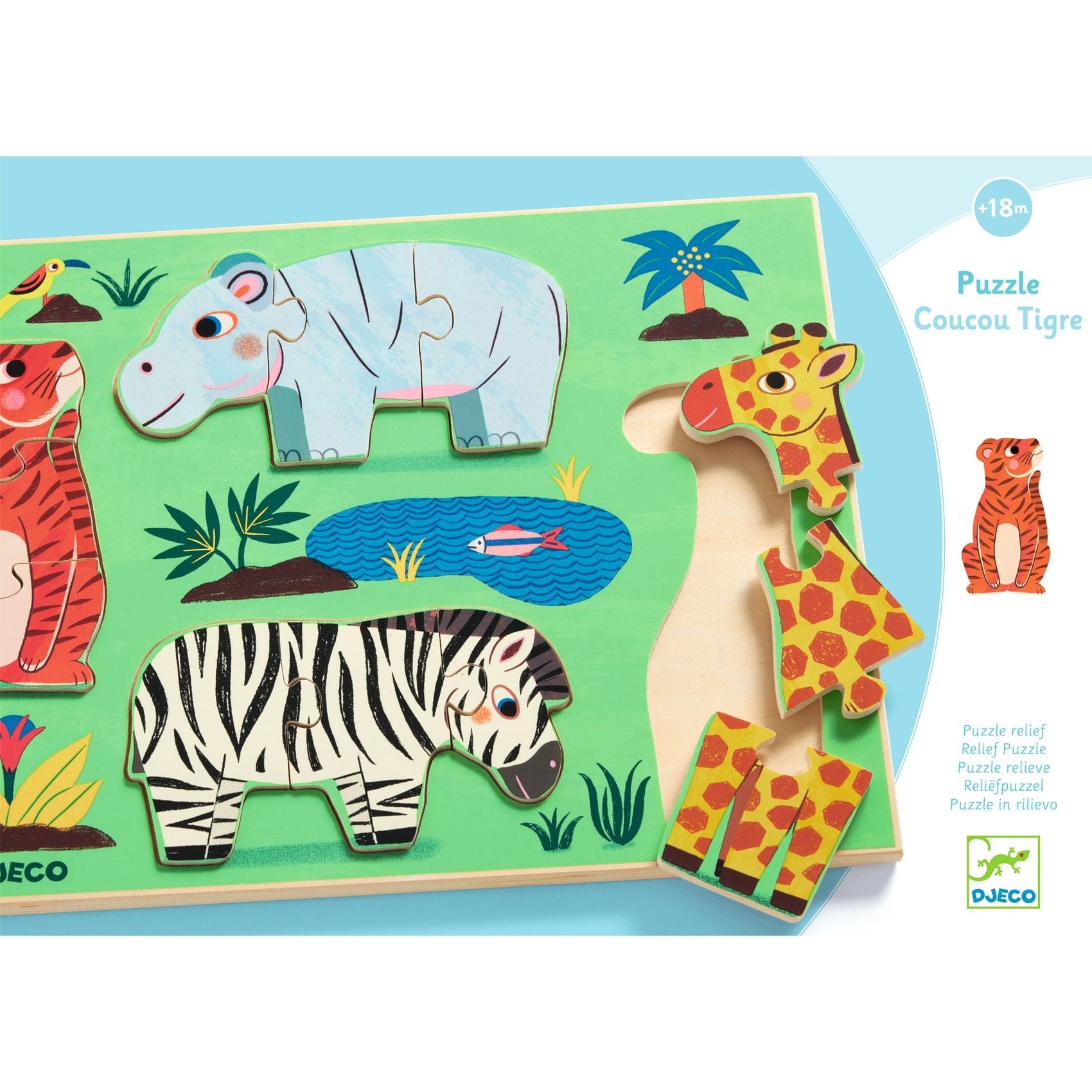 DJECO Puzzles y encajes Puzzles de madera Coucou Tigre - Djeco DJ01264