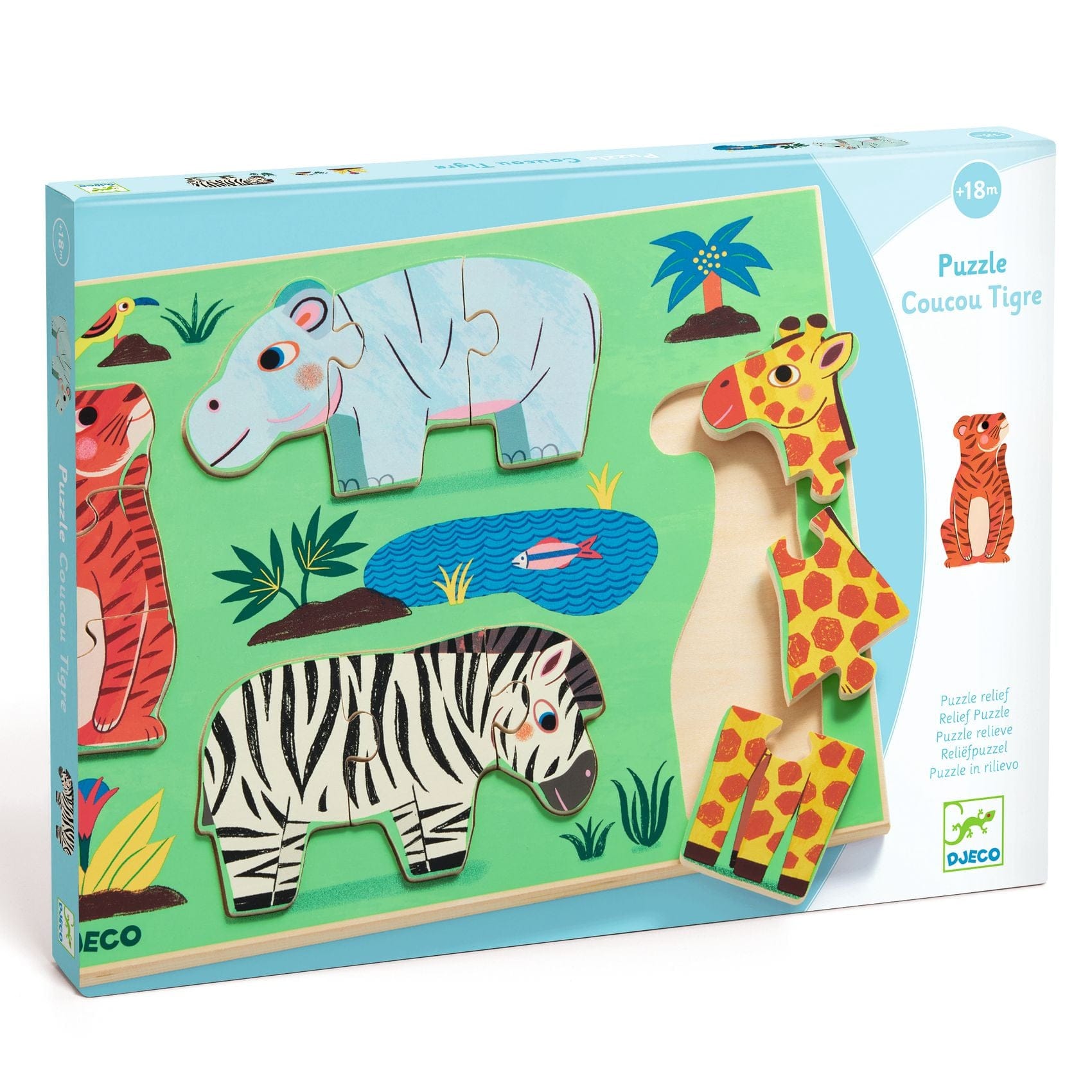 DJECO Puzzles y encajes Puzzles de madera Coucou Tigre - Djeco DJ01264