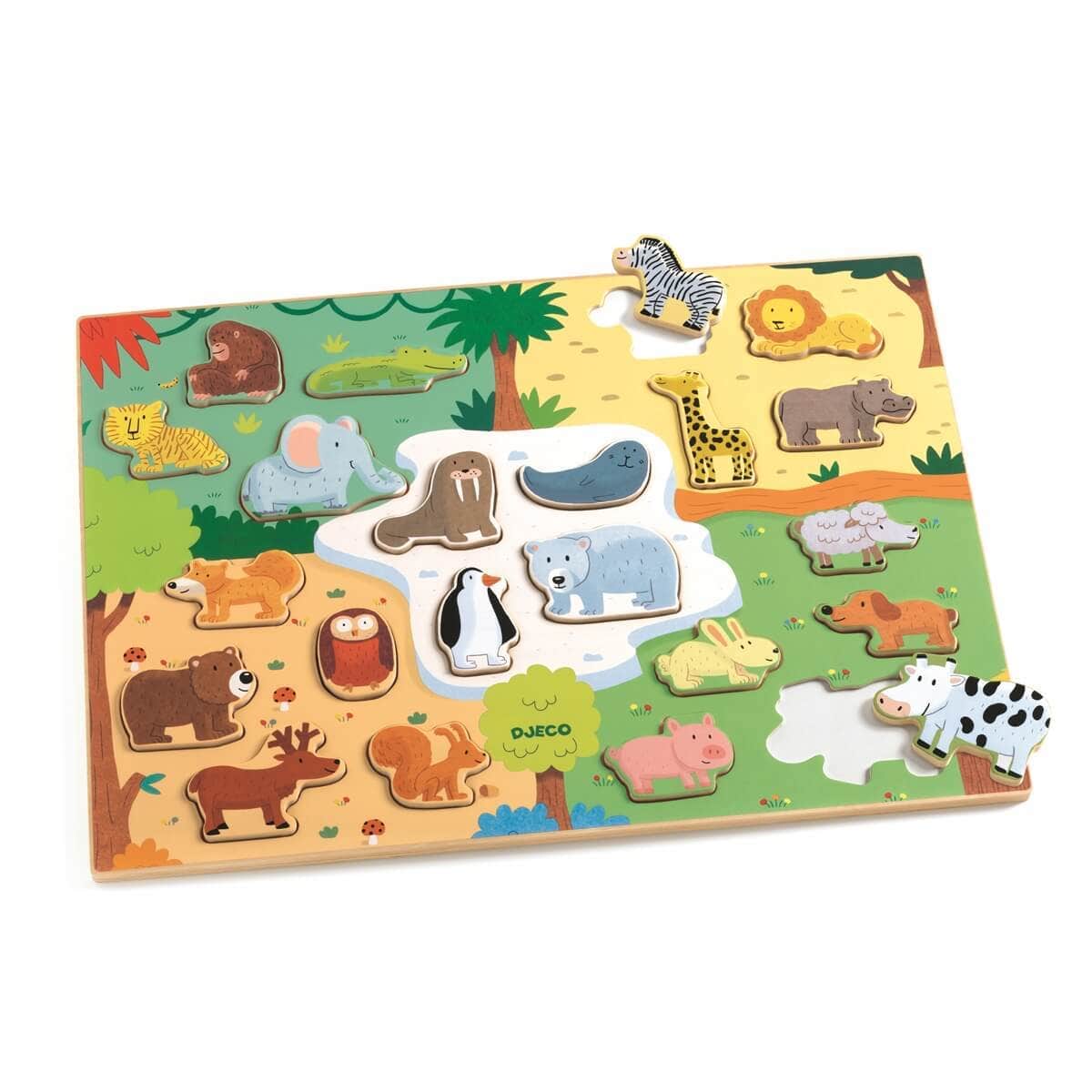 DJECO Puzzles y encajes Rompecabezas de encaje Puzzlo Animo  22 piezas - Djeco DJ01830