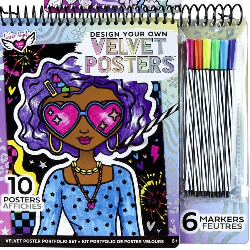 FASHION ANGELS Juegos de roles Cuaderno para Diseñar de Terciopelo con Marcadores FA12828