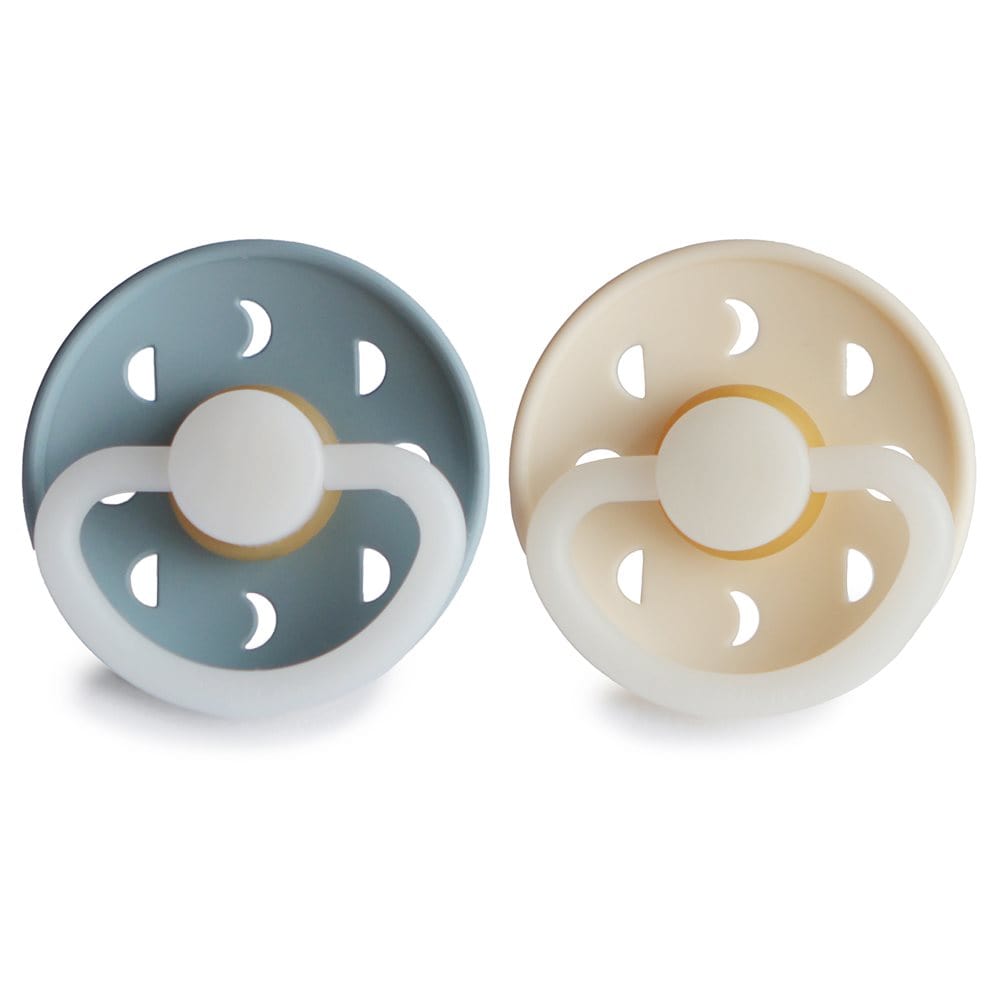 Frigg Chupete Chupete Redondo de Caucho Natural X2 Moon Talla 1 Stone Blue / Cream Glow Night- Frigg FRI100201