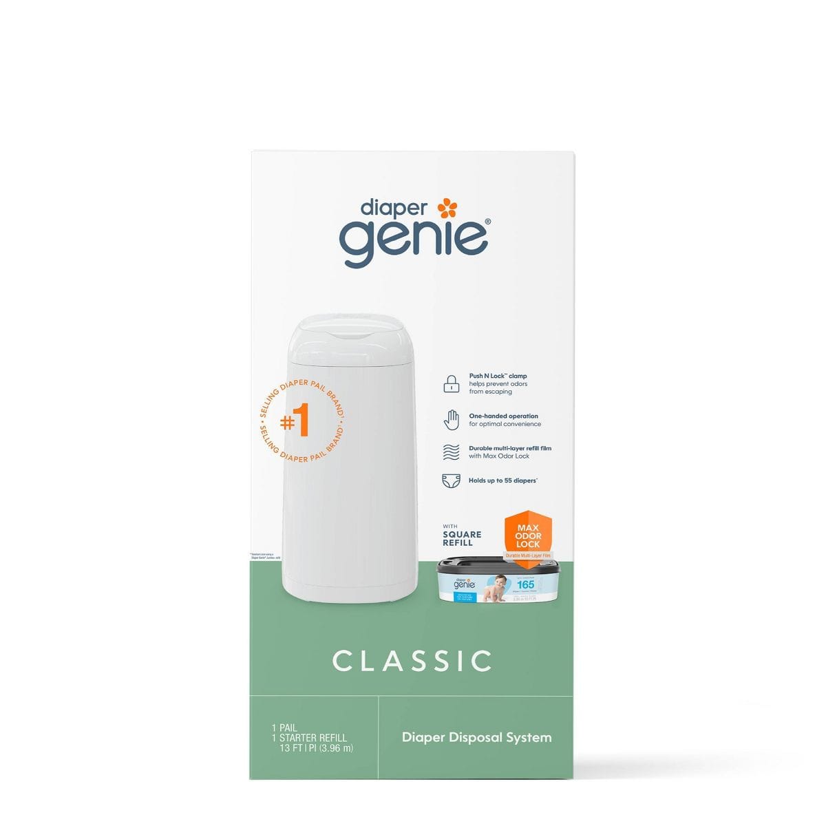 Genie Artículos para el baño Basurero Contenedor de pañales Classic Pail - Genie I000660