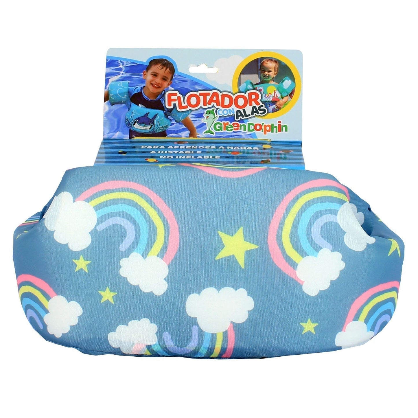 Green dolphin Flotadores Flotador con Alitas Arcoiris celeste G143