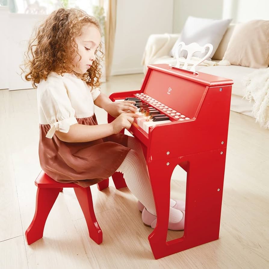 Hape Instrumentos musicales Piano eléctrico de madera rojo - Hape E0630