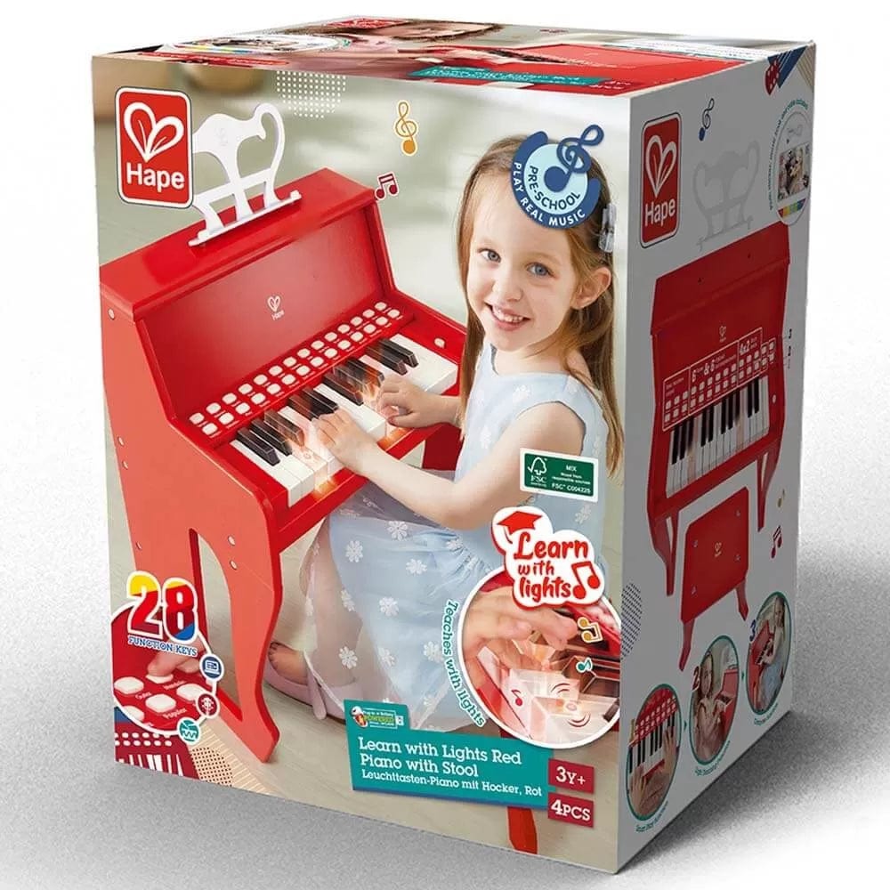 Hape Instrumentos musicales Piano eléctrico de madera rojo - Hape E0630