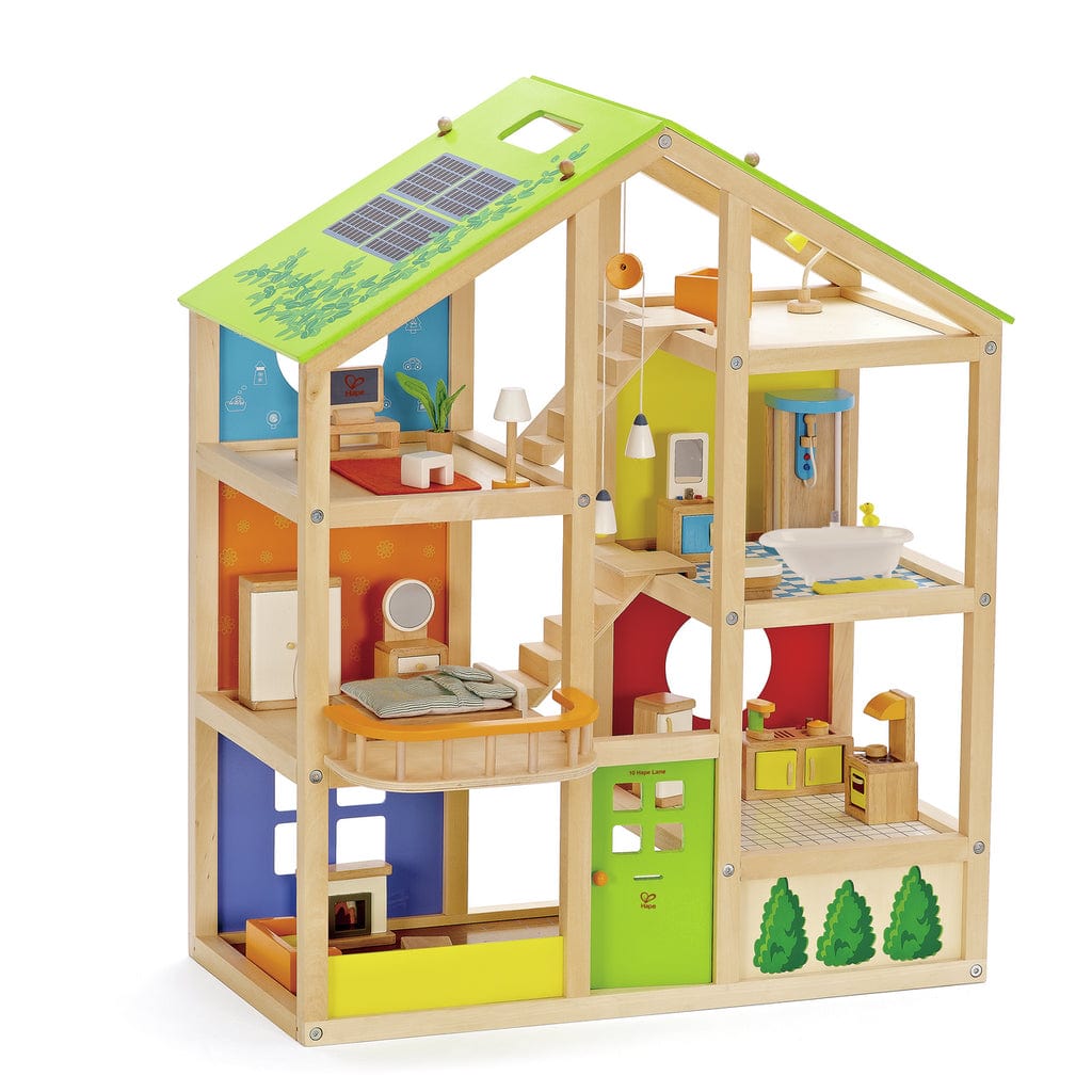 Hape Juegos de roles Gran casa de muñecas de madera con muebles - Hape E3401