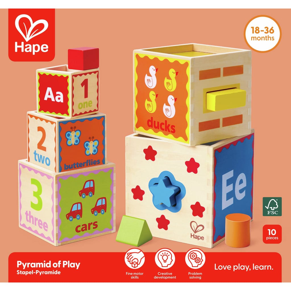 Hape Puzzles y encajes Bloques Pirámide del juego - Hape E0413