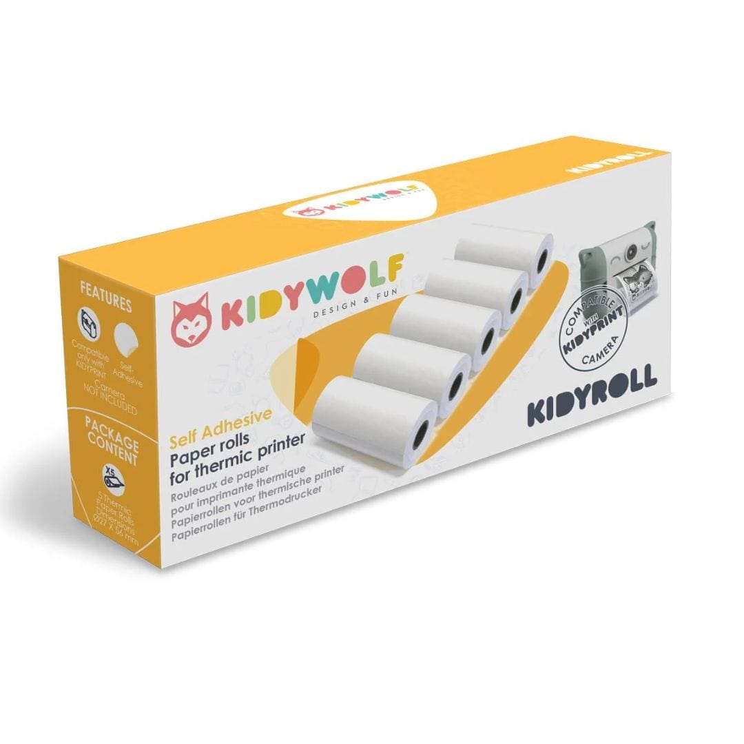 Kidywolf Camara de foto 5 rollos de papel térmico autoadhesivo para cámara de foto con impresión KIDYROLL-ST