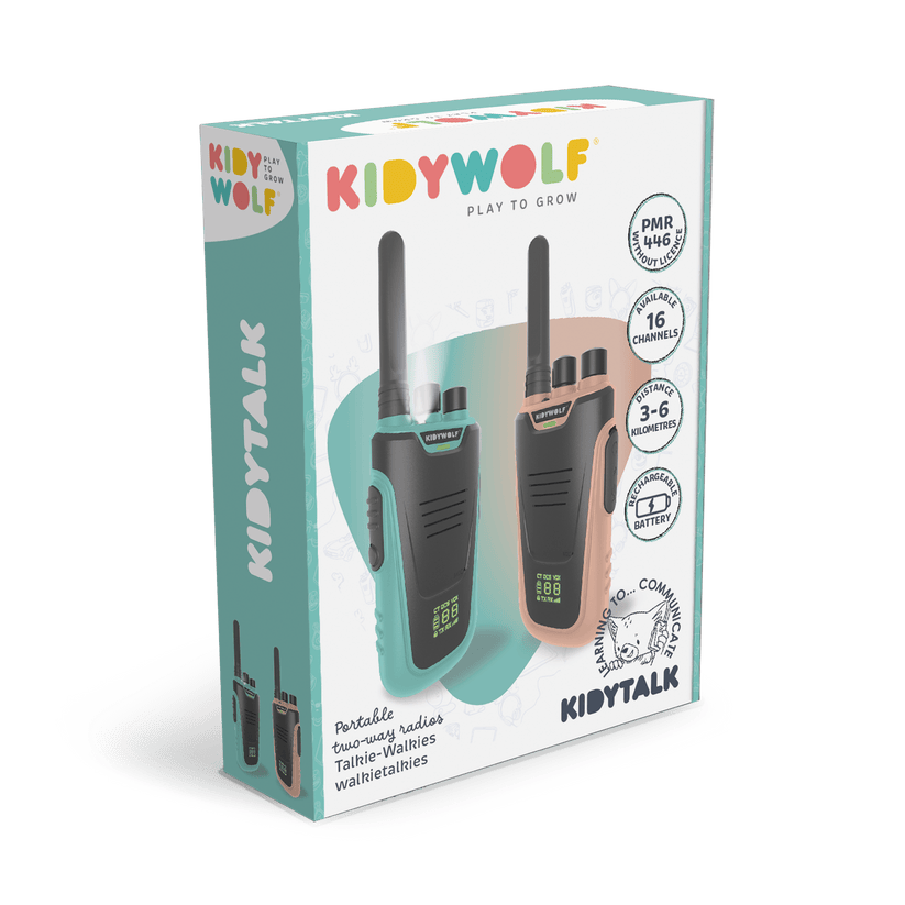 Kidywolf Juegos de Exterior Walkie Talkie nude y cian - Kidywolf KIDYTALK-NC