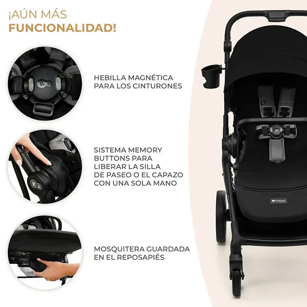 Kinderkraft Coches Travel System Travel System Coche YOXI + Silla Nido MINK PRO + Base ISOFIX Black | Kinderkraft KK74351138425954