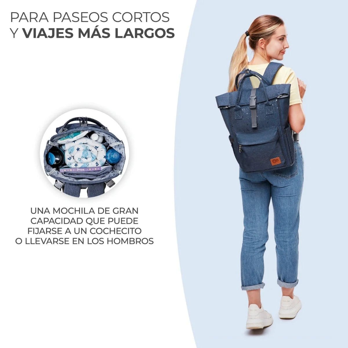 KINDERKRAFT Mochila Maternal Mochila para coche y paseo MoonPack - Kinderkraft KAMOONCODEN