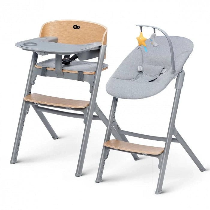Kinderkraft Sillas de comer Pack Silla Livy Wood con Silla Nido Mecedora Calmee - Kinderkraft packlivycalmee
