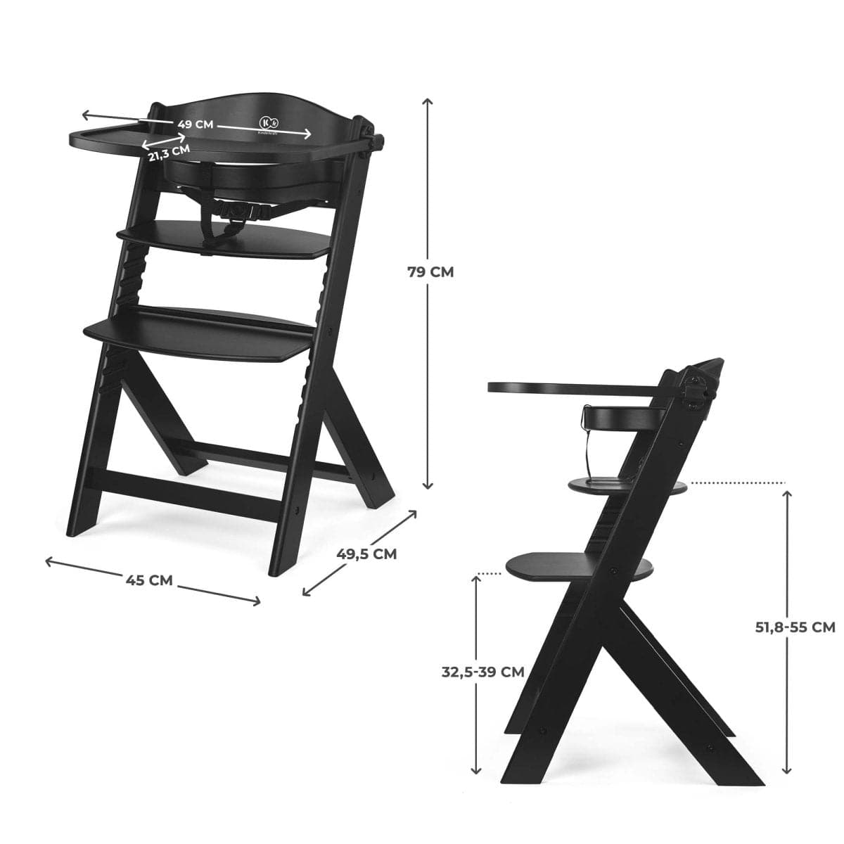 Kinderkraft Sillas de comer Silla de comer evolutiva 4 en 1 Enock + Silla mecedora Calmee Grey - Kinderkraft KK74950123335806