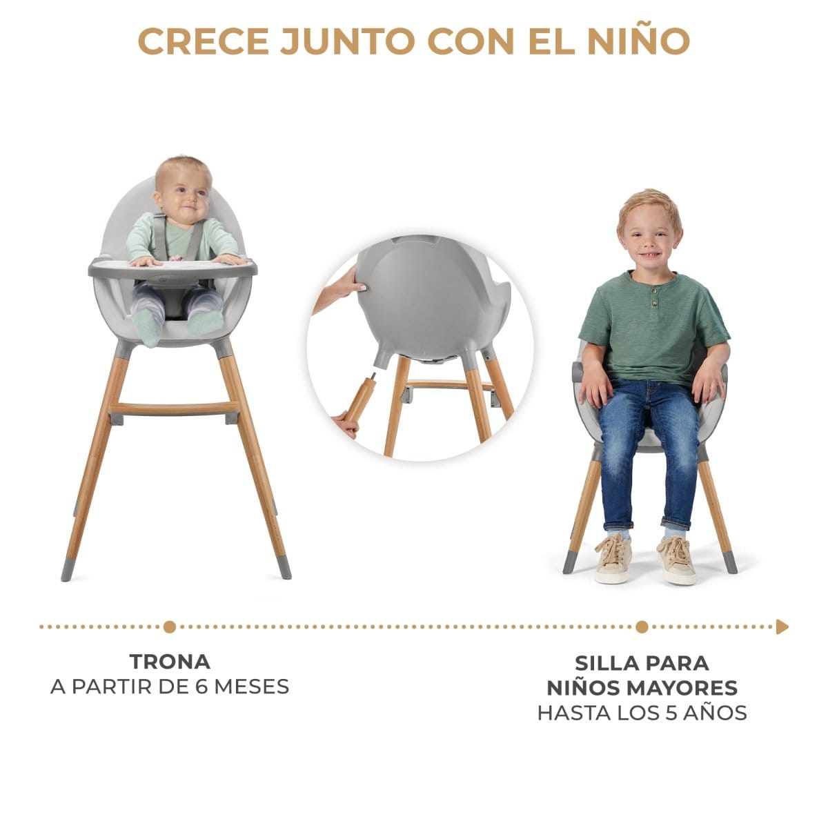 Kinderkraft Sillas de comer Silla de comer Fini2 Gris - Kinderkraft KHFINIGRY