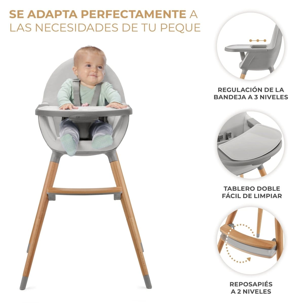 Kinderkraft Sillas de comer Silla de comer Fini2 Gris - Kinderkraft KHFINIGRY