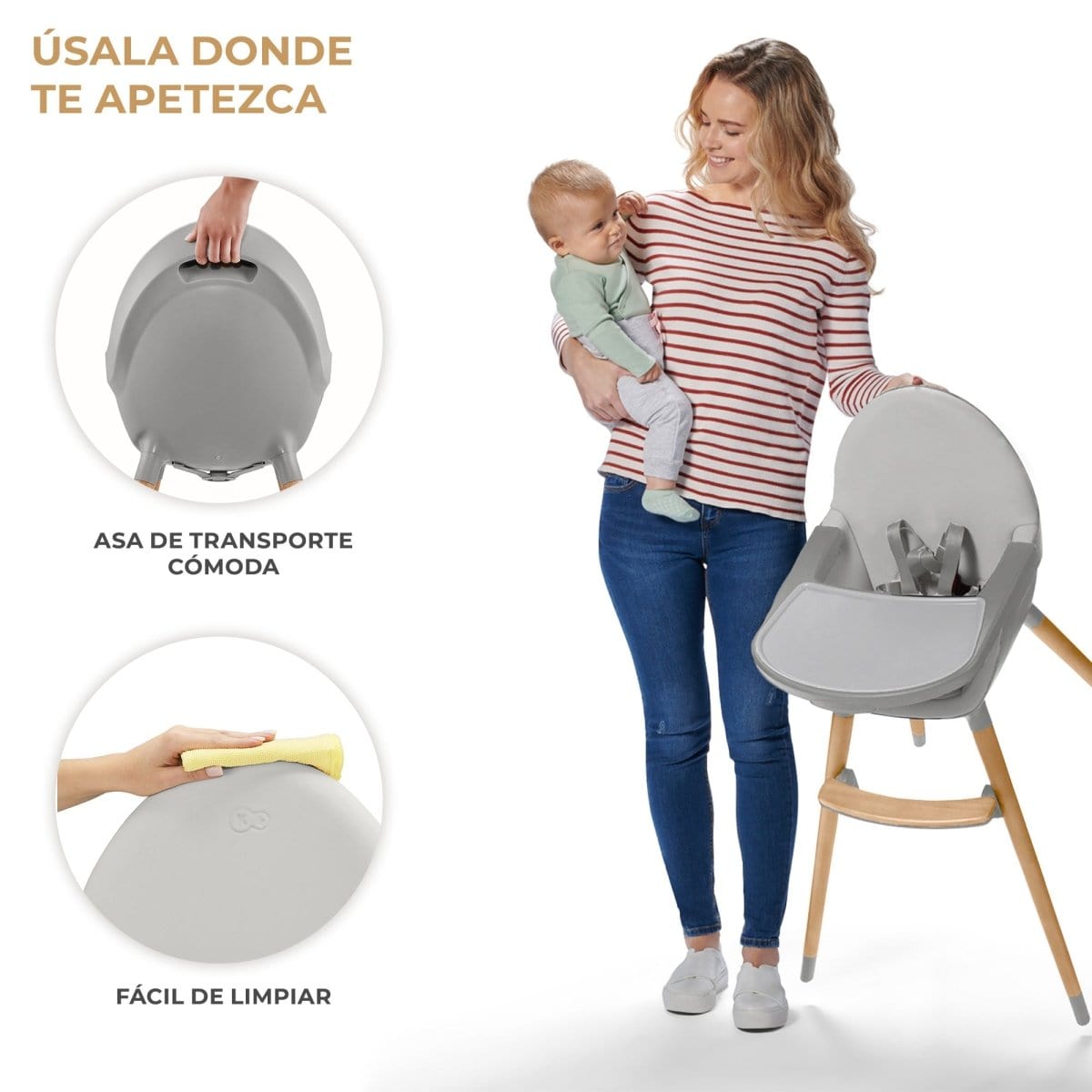 Kinderkraft Sillas de comer Silla de comer Fini2 Gris - Kinderkraft KHFINIGRY