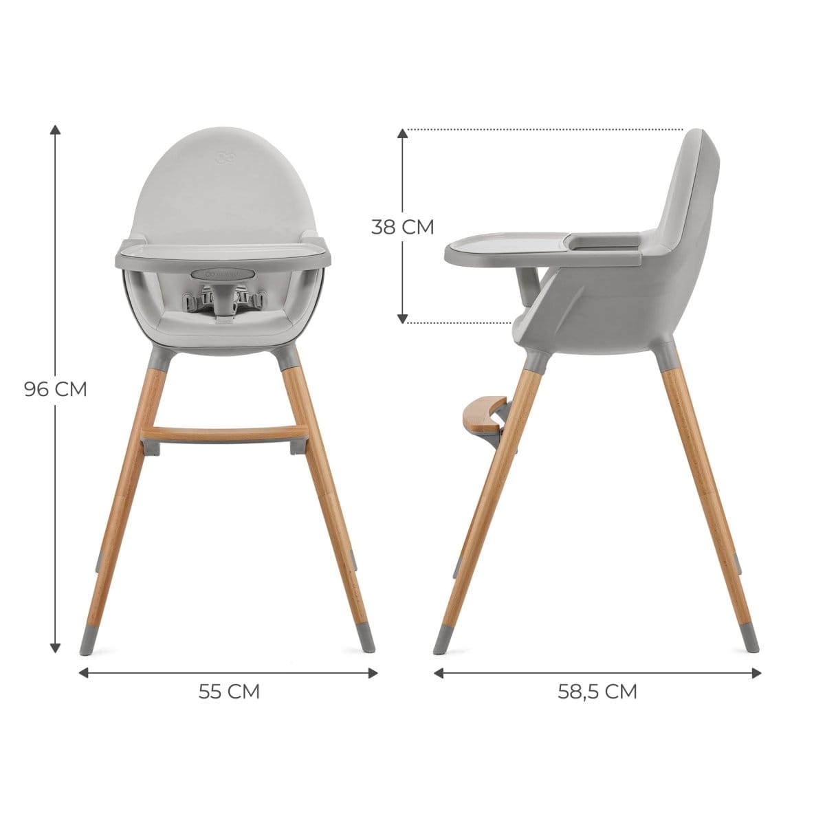 Kinderkraft Sillas de comer Silla de comer Fini2 Gris - Kinderkraft KHFINIGRY