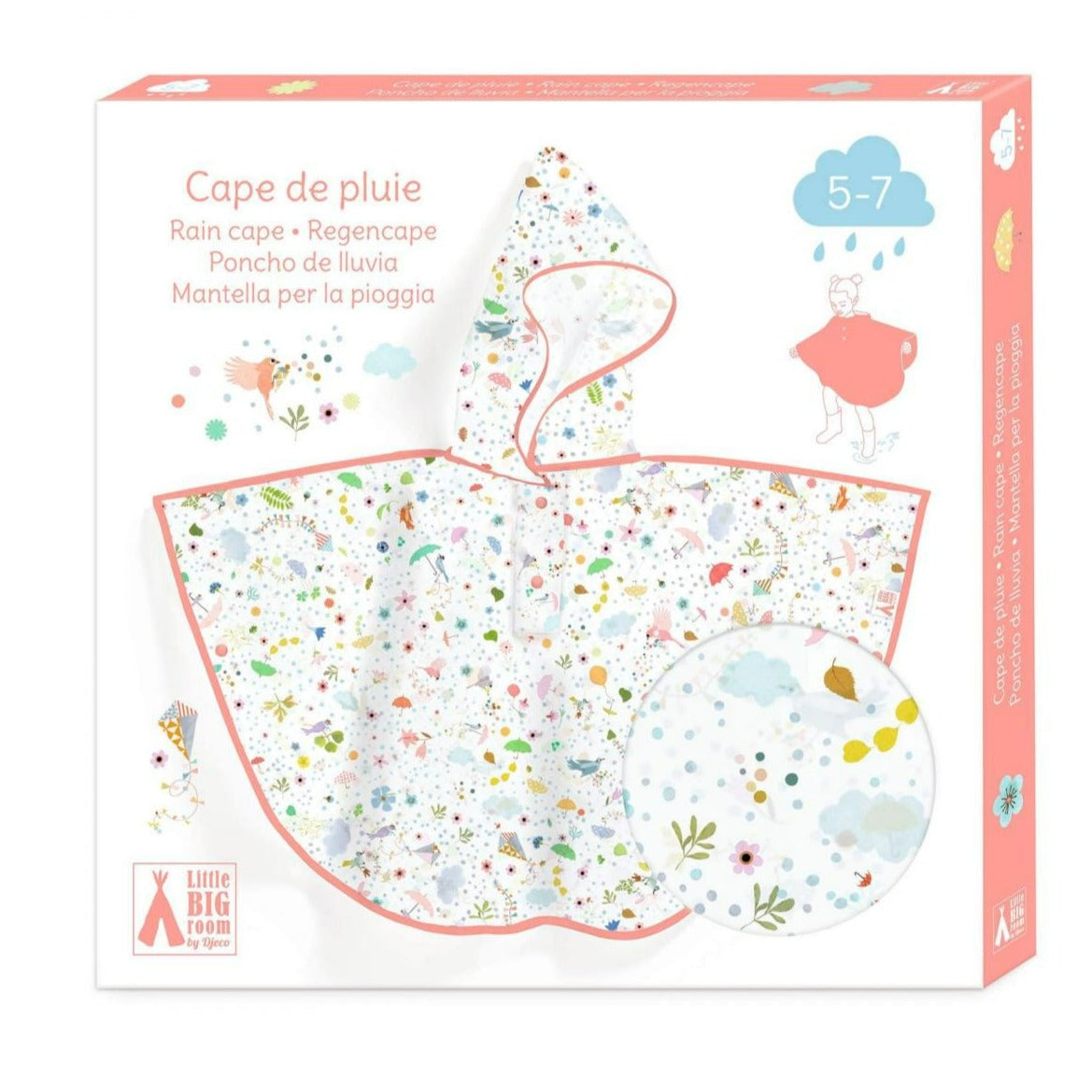 Little Big Room Accesorios para Ropa Capa de lluvia flores 3 a 5 años