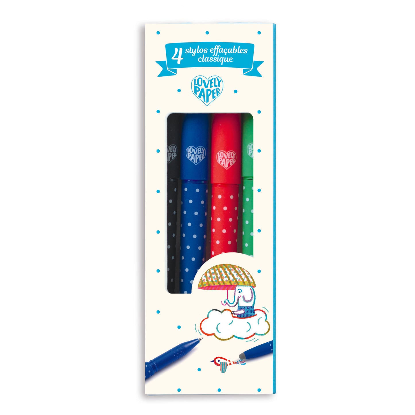Lovely Paper Arte / Manualidades Set de 4 Lápices Erasables Colores Clásicos - Djeco DD03793