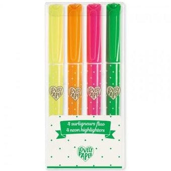 Lovely Paper Arte y Manualidades 4 Marcadores Neon Highlighters