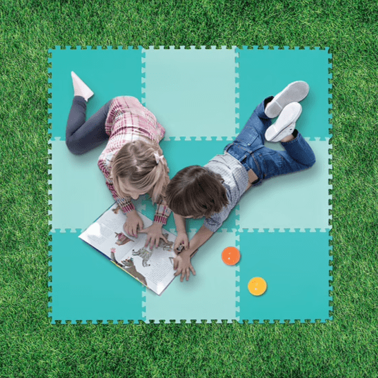 LUDI Decoración Alfombra de juego azul XL con Texturas LU90039