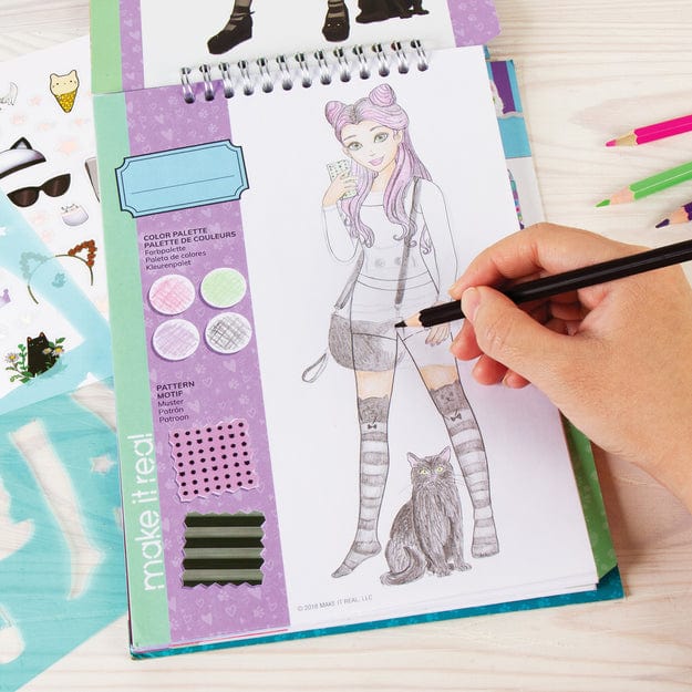 MAKE IT REAL Arte y Manualidades Cuaderno de diseño de moda Pretty kitty 2 MIR3204