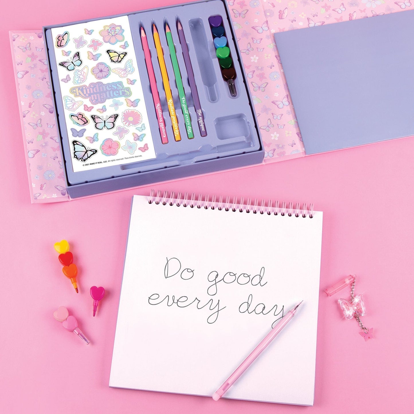 MAKE IT REAL Arte y Manualidades Set de dibujo y cuaderno mariposa MIR12028