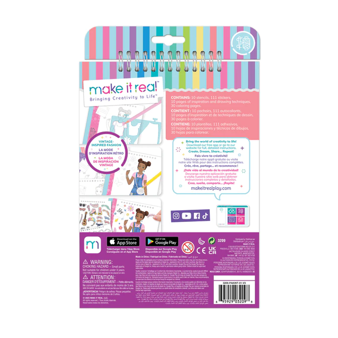 MAKE IT REAL Juegos de roles Cuaderno de Bocetos de Diseño de Moda Pretty kitty MIR3209