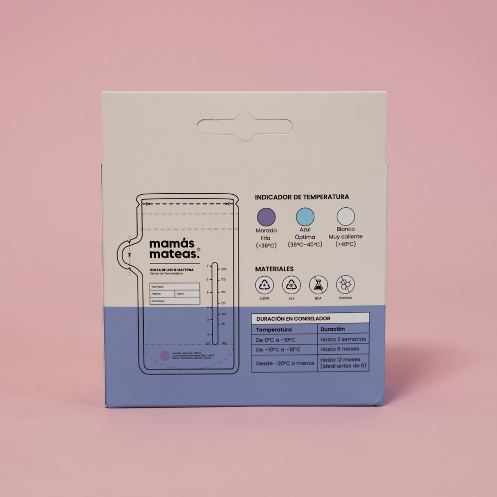 Mamas Mateas Lactancia Materna Bolsas para Almacenar Leche Materna con Boquilla y Sensor de Temperatura - 25 unidades - Mamas Mateas 74645640564725