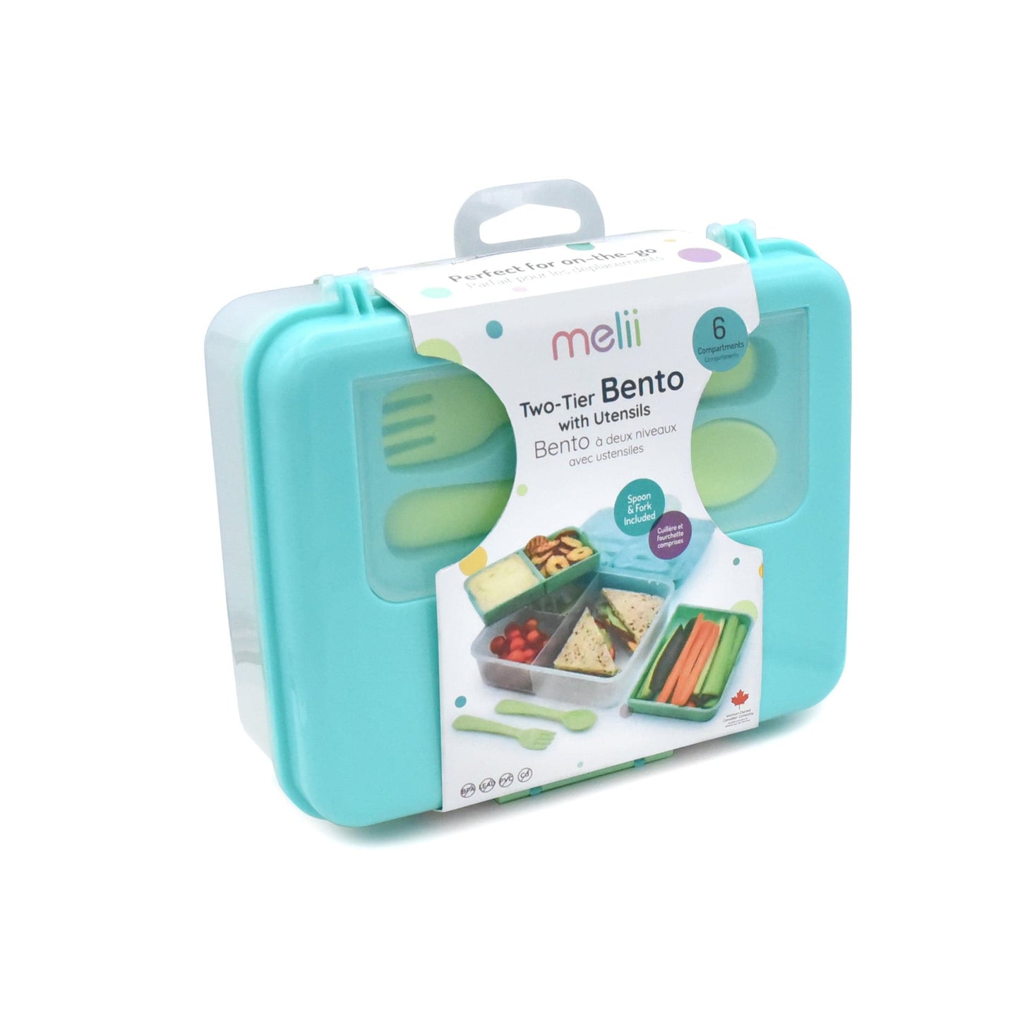 Melii Alimentación Lonchera bento box con cubiertos azul - Melii 21510