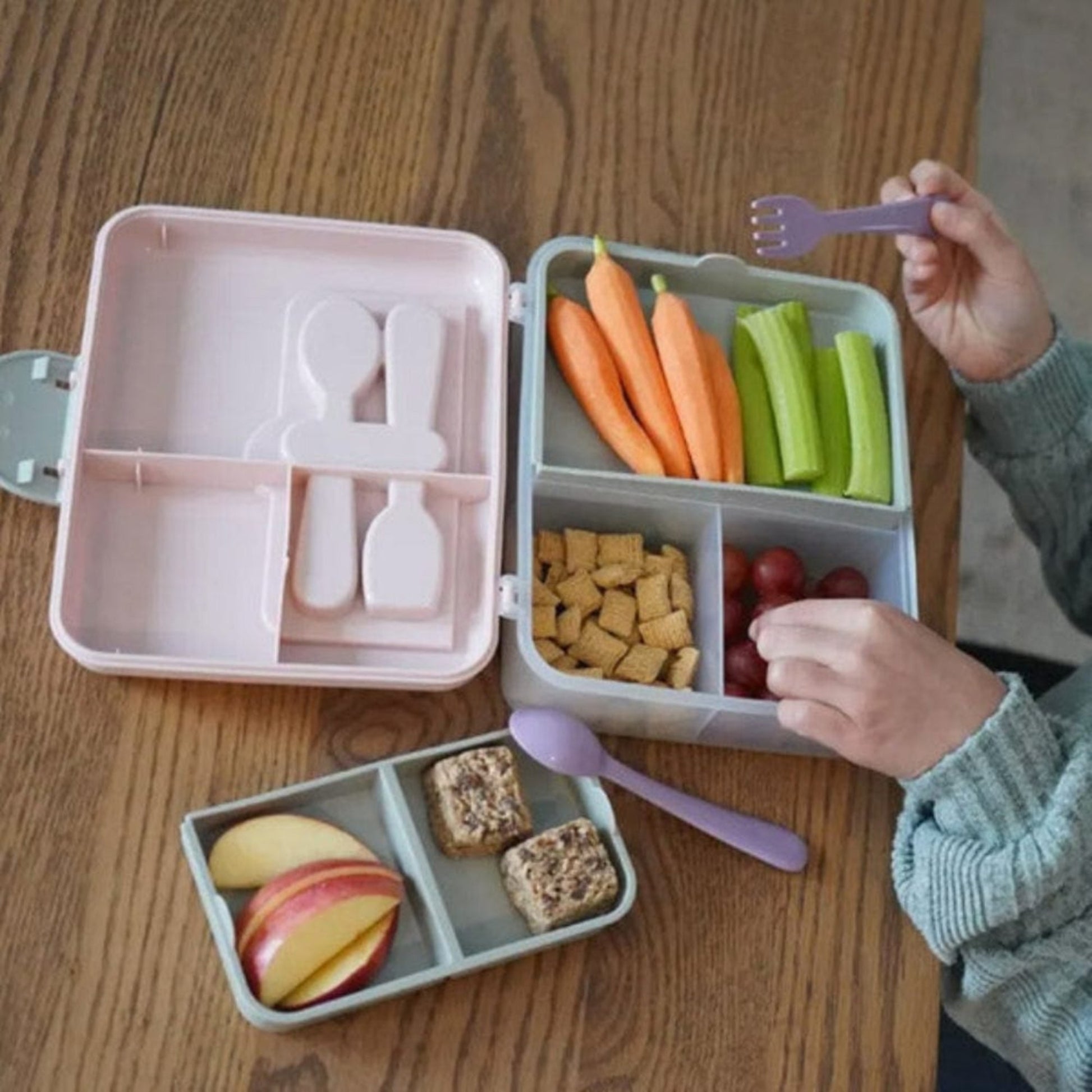 Melii Alimentación Lonchera bento box con cubiertos Rosa- Melii 21500