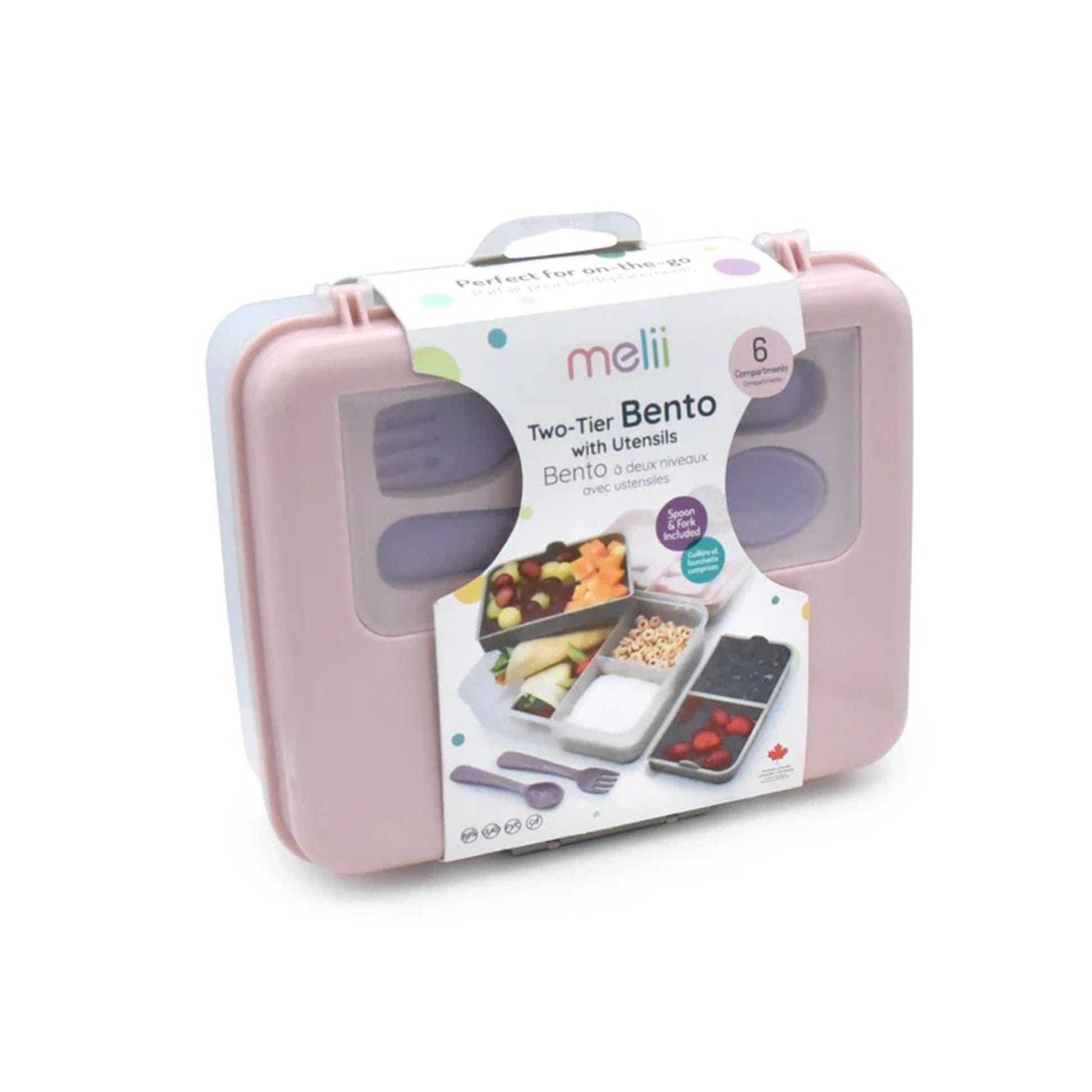 Melii Alimentación Lonchera bento box con cubiertos Rosa- Melii 21500