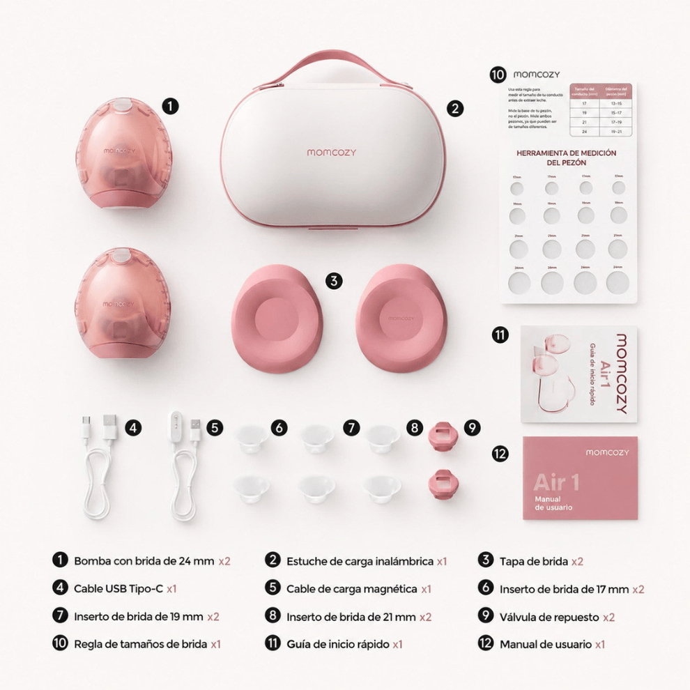 Momcozy Lactancia Materna Extractor de Leche Materna Doble Air 1 Ultra Slim - Momcozy MCAIR1DCR