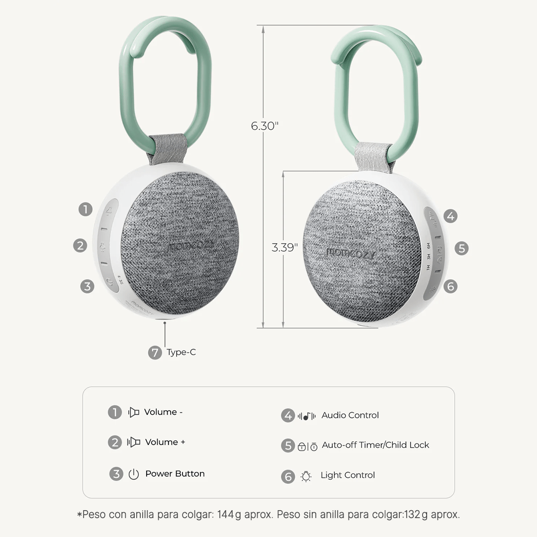 Momcozy Maquina de Ruido Blanco Máquina Ruido Blanco Portátil Colgante - Momcozy MCWN06