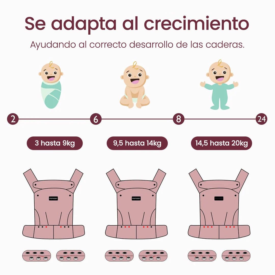 Momcozy portabebes Portabebé PureHug Lino Cuadros Marrón - Momcozy MCPBLINOC