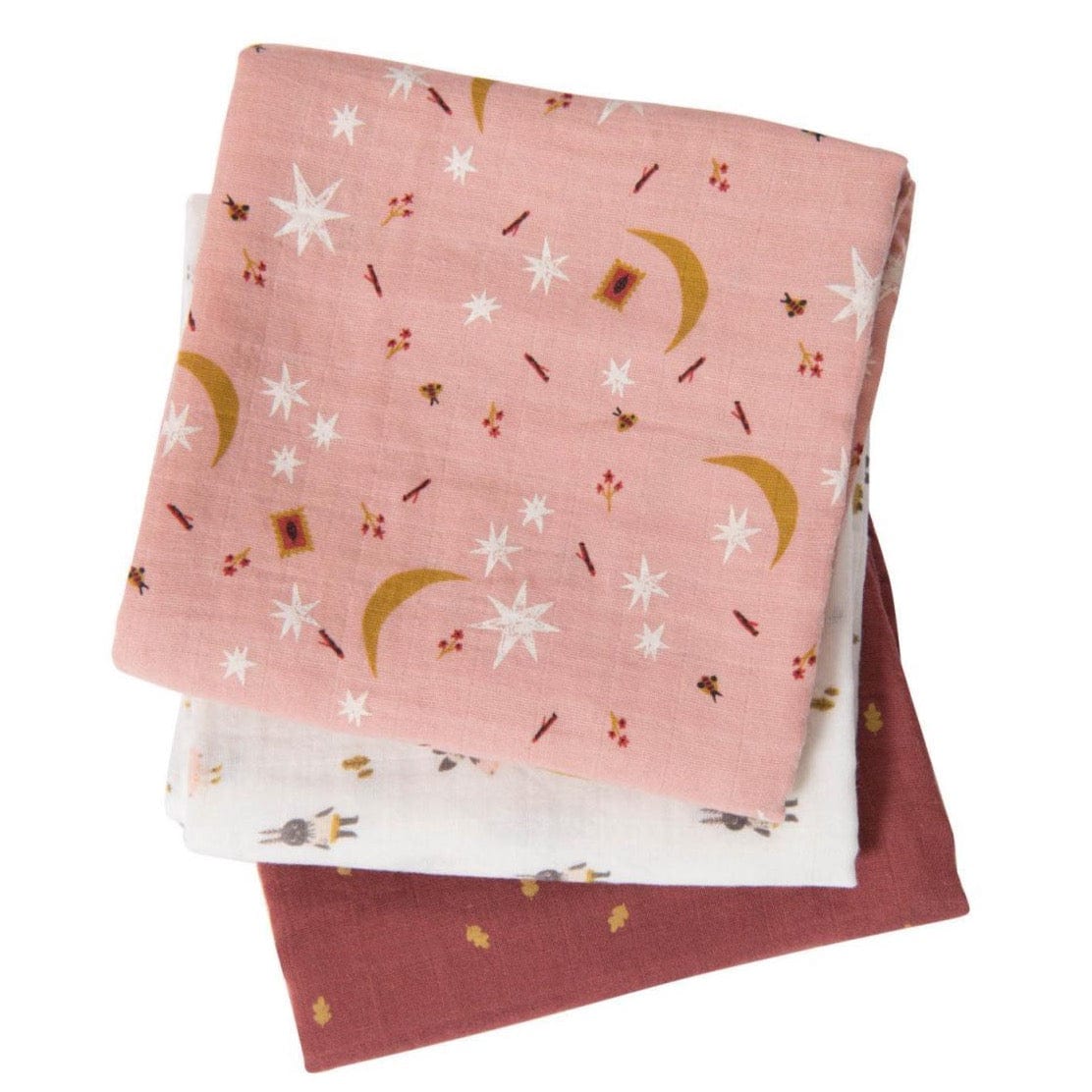 MOULIN ROTY Accesorios bebé Juego de 3 Tutos Muselinas Estrellas y hojas 715275