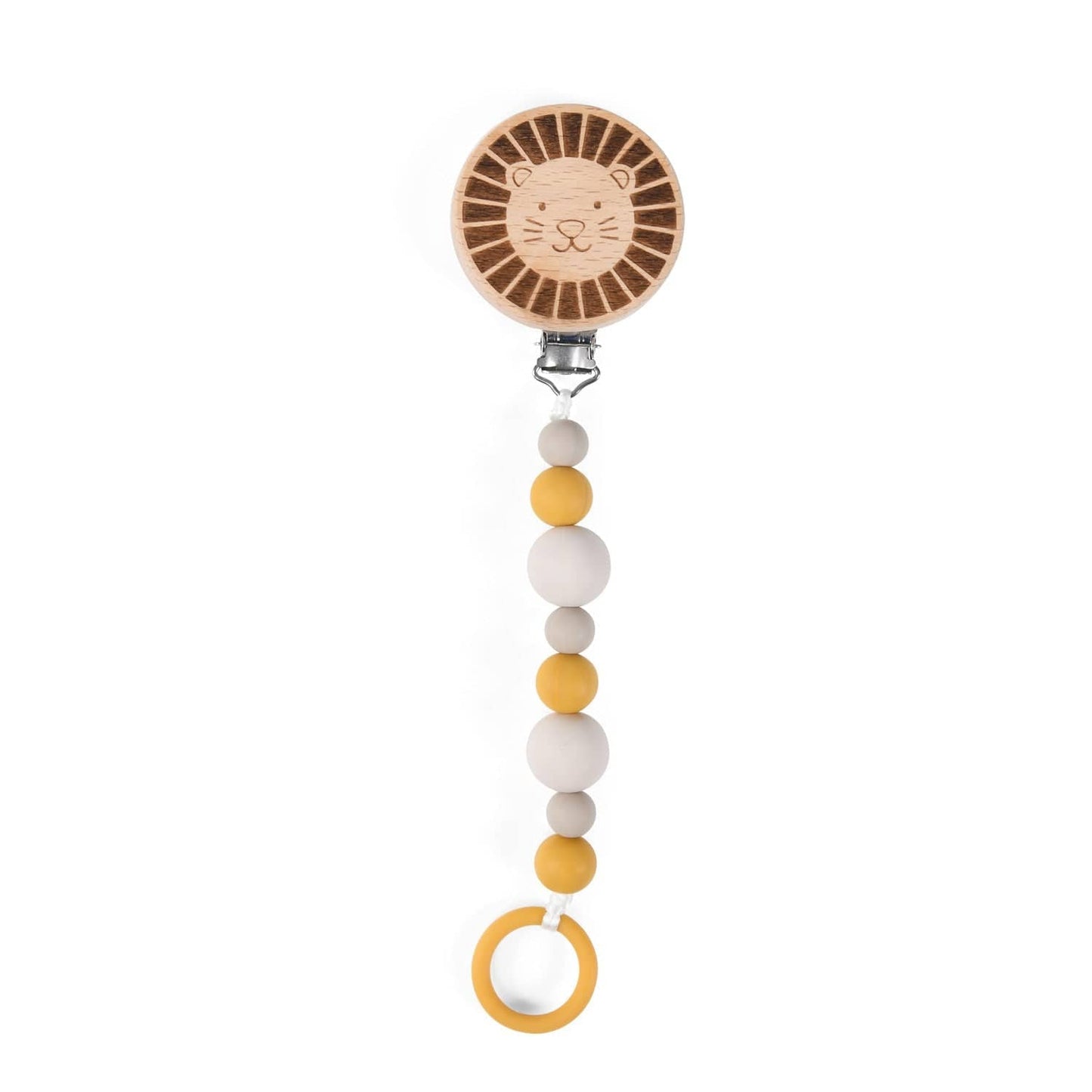 MOULIN ROTY Accesorios bebé Porta chupete madera silicona león 669156