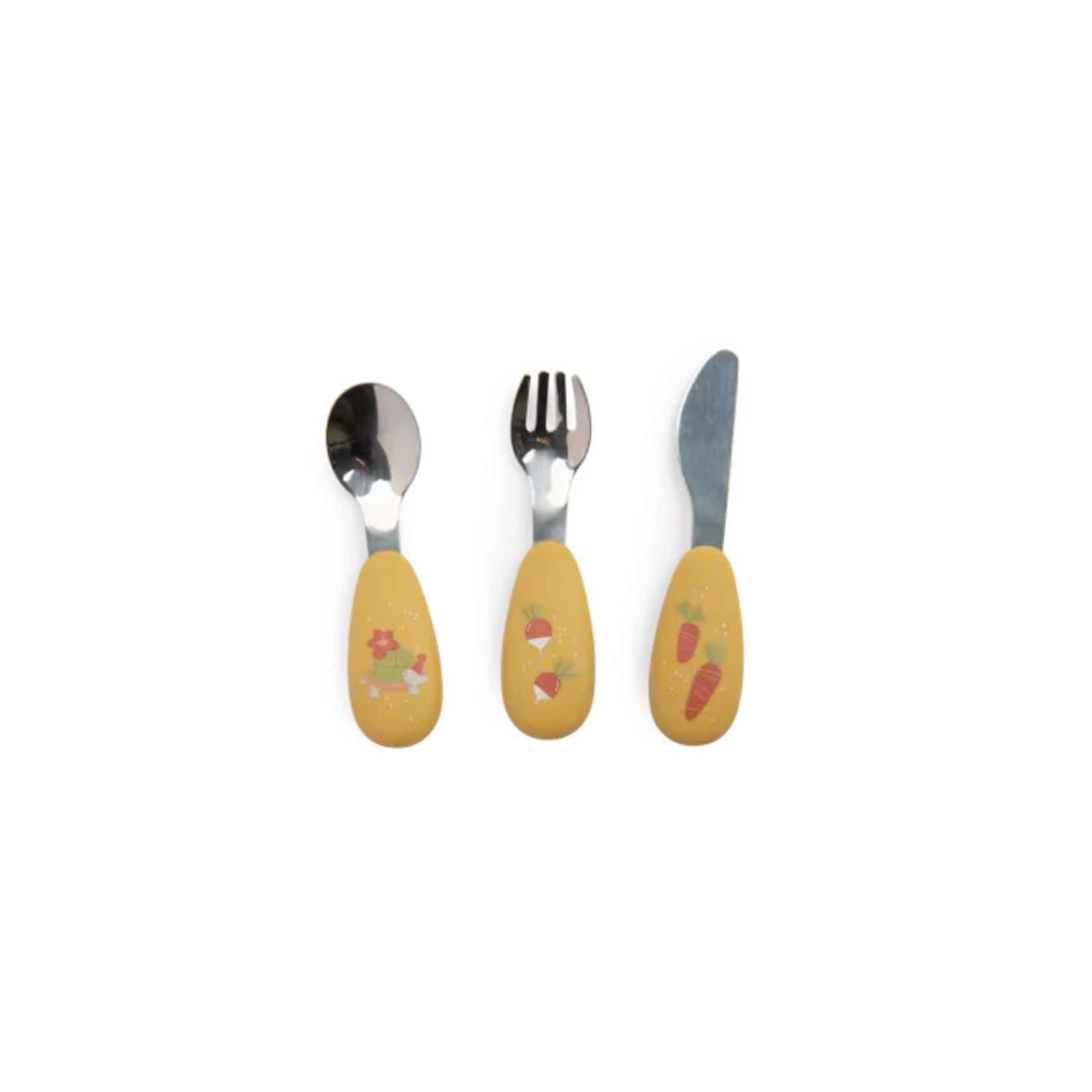 Moulin Roty Alimentación Set de cubiertos silicona Trois Petits Lapins - Moulin Roty 678232