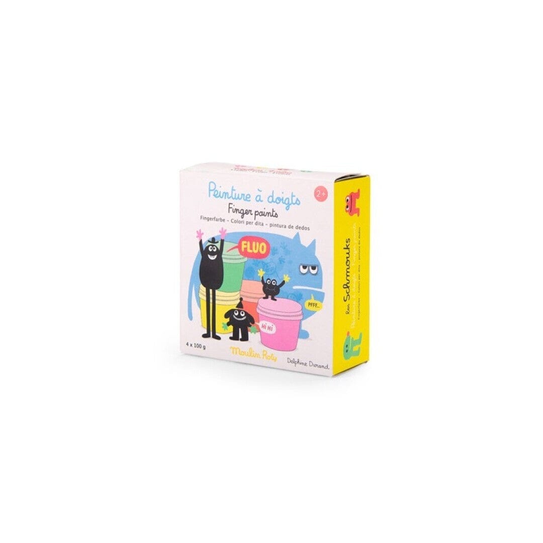 MOULIN ROTY Arte / Manualidades 4 botes de pintura de dedos fluorescente Los Schmouks - Moulin Roty 716610