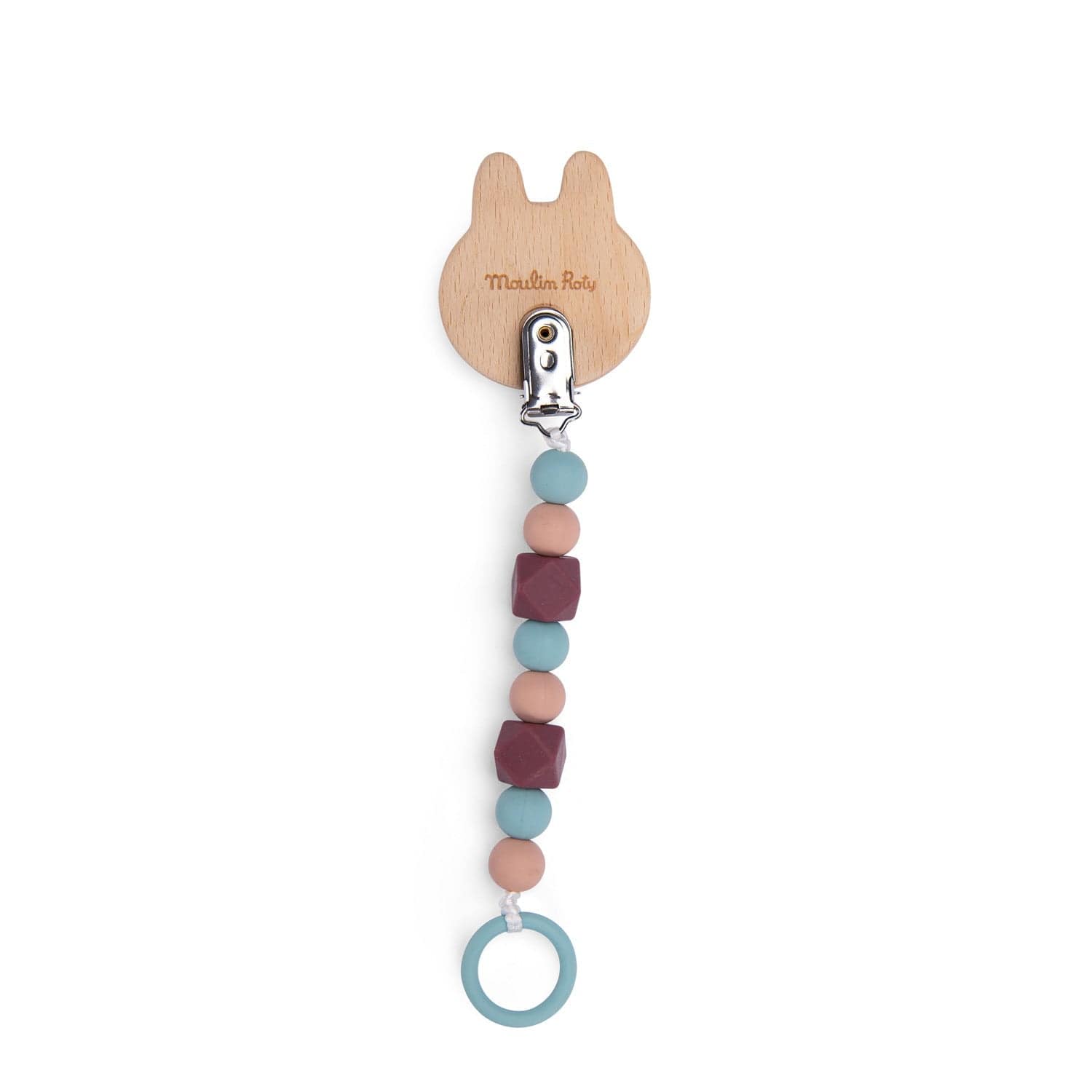 MOULIN ROTY Portachupete Porta chupete madera/silicona conejo - Moulin Roty 715156