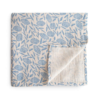 Manta / Tuto swaddle de muselina Flores azules- Mushie