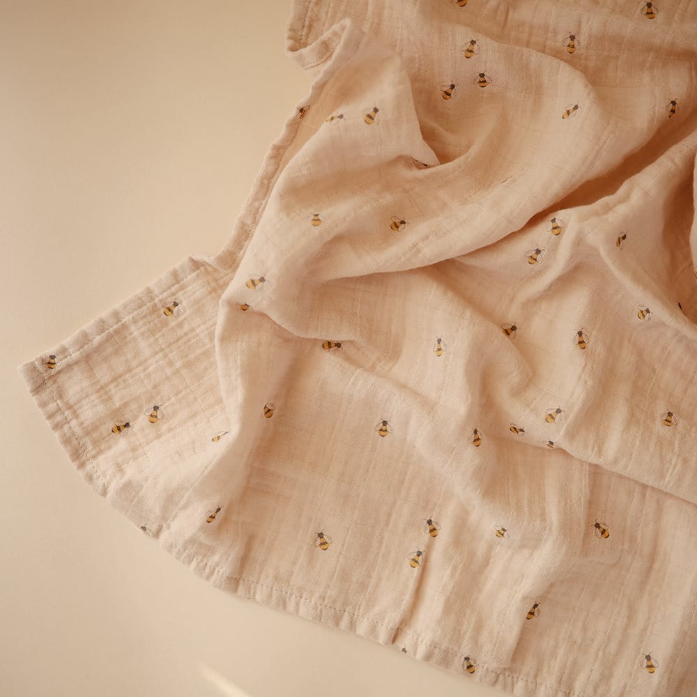 Mushie Manta Manta swaddle muselina abejas - Mushie MU101592